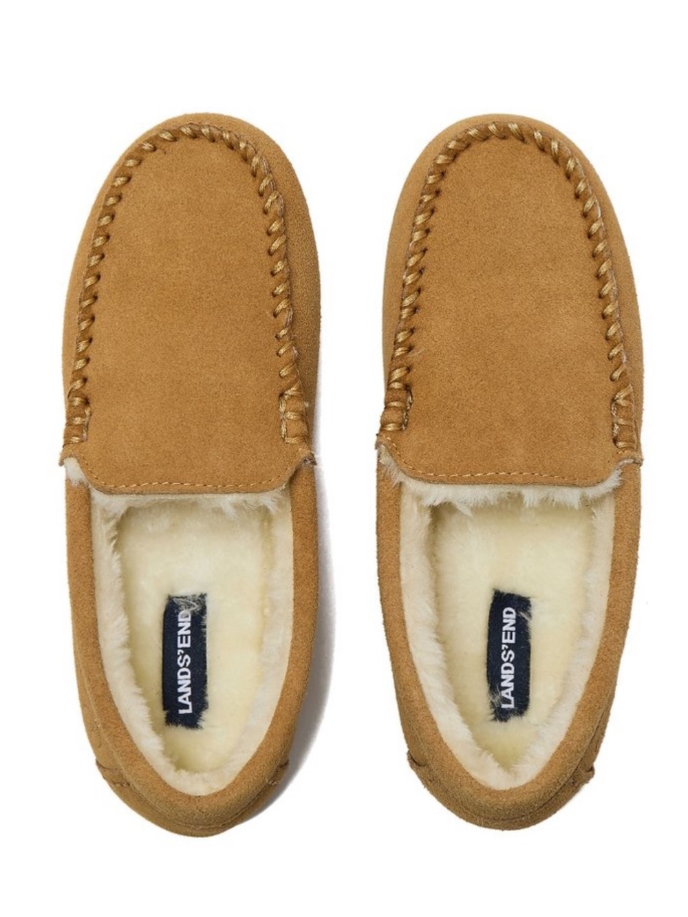 Lands' End fuzzy lined moccasin slippers sz10